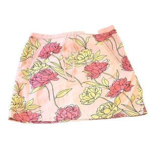 - 𝅺ANN Taylor Loft Womens  Pink Floral Skirt ‎ side zipper and pockets Spri…